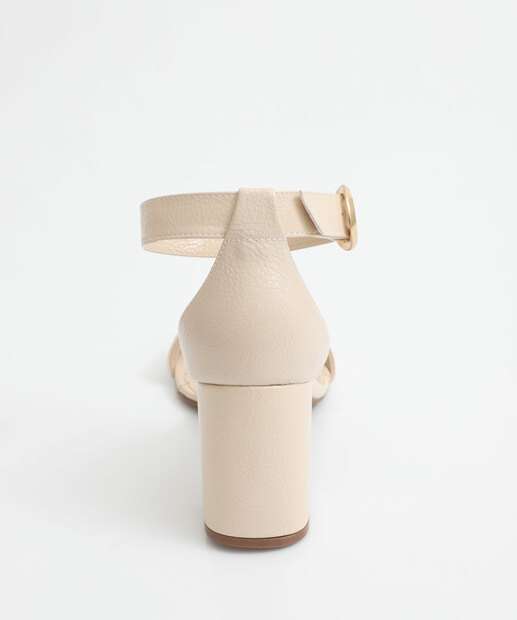 Sandália Feminina Salto Grosso Verniz Bebecê Bege