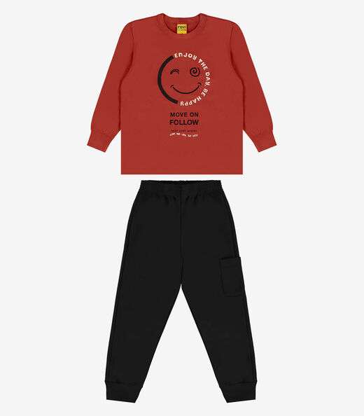 Conjunto Camiseta Manga Longa Com Calça Rovi Kids Marrom