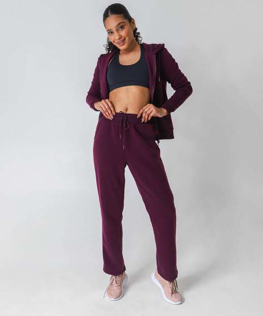 Image_Calça Feminina Moletom Fitness Reta Marisa Roxo