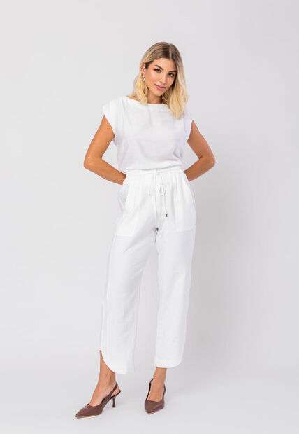 Image_Calça Feminina Alfaiataria Barra Arredondada Branco Salvatore