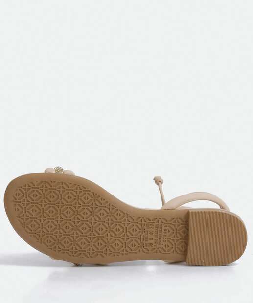 Sandália Feminina Rasteira Strass Amarração Mississipi