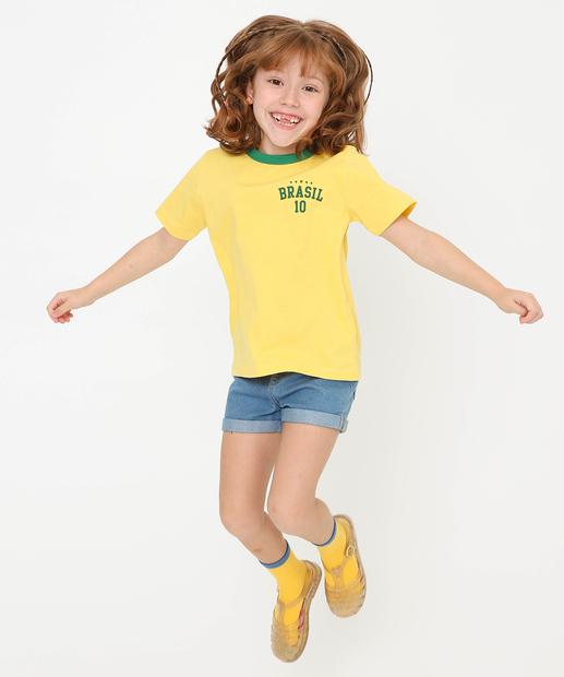 Camiseta Infantil Copa do Mundo Brasil Marisa Tam 4 a 16 Amarelo