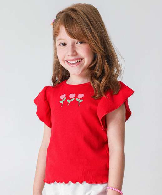 Image_Blusa Infantil Canelada Flores Marisa Tam 4 a 10 Vermelha