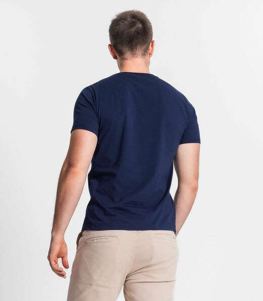 Camiseta Masculina Básica Meia Malha Diametro Azul