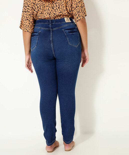 Calça Plus Size Feminina Skinny Puídos Ecxo Jeans