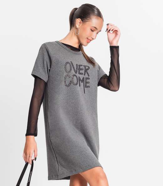 Vestido Com Blusa Juvenil Minty Cinza