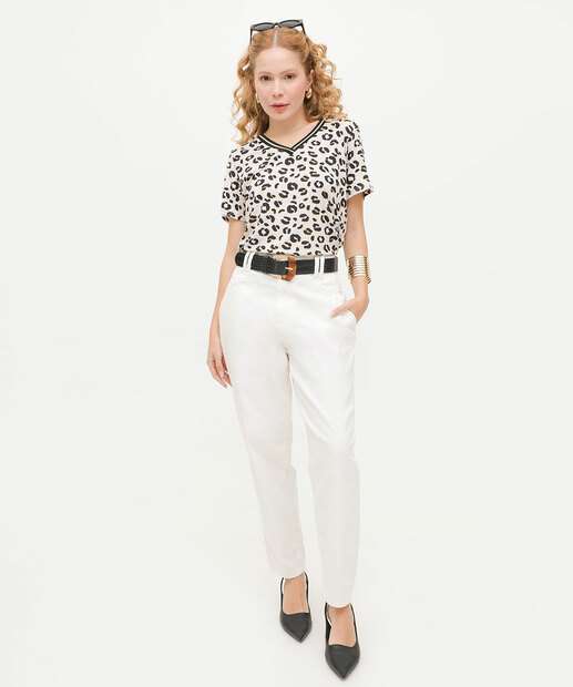 Blusa Feminina Animal Print Manga Curta Marisa