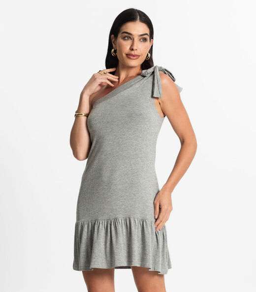 Vestido Feminino Viscolycra Babados Bella Sangos Cinza