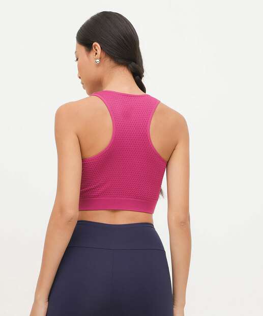 Top Fitness Nadador Sem Costura Textura Marisa Rosa