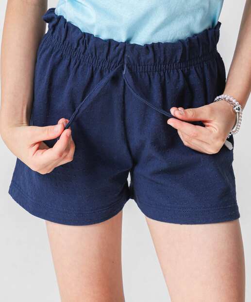 Short Infantil Clochard Textura Marisa Tam 4 a 10 Azul