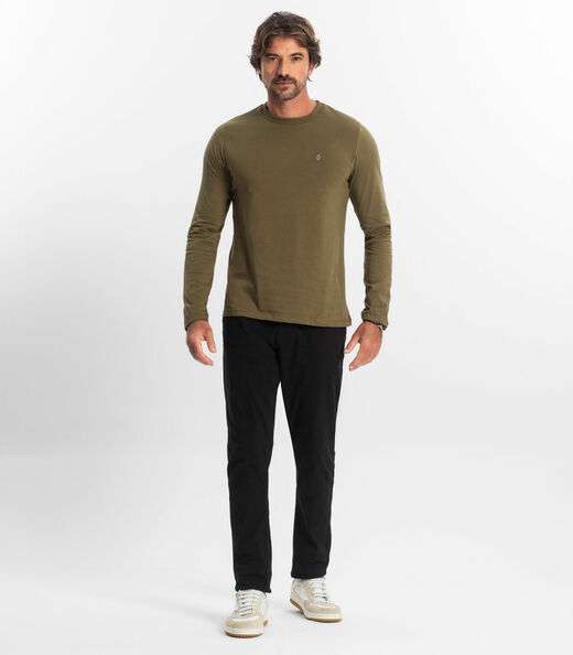 Camiseta Manga Longa Meia Malha Diametro Verde