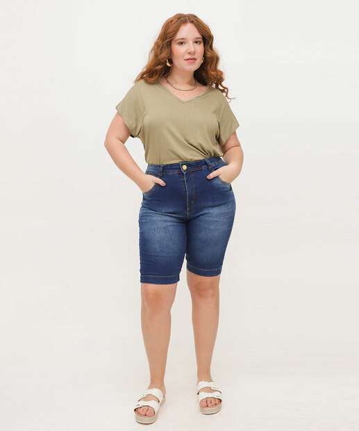 Image_Bermuda Plus Size Feminina Jeans Ciclista Bolsos