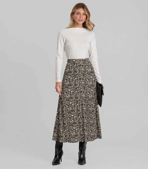 Blusa Feminina Manga Longa Canelada Dianna Off White