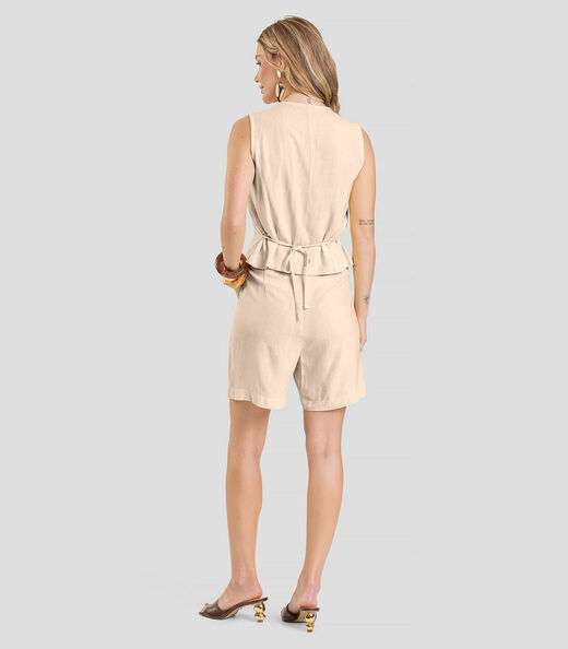 Colete Feminino em Tecido Linho Dianna Rosa