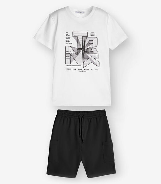 Image_Conjunto Camiseta com Bermuda Menino Trick Nick Branco