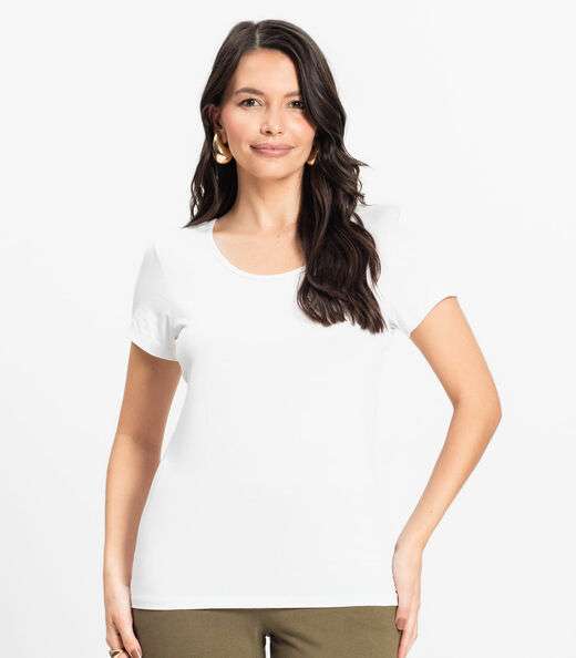 Blusa Feminina Viscotorcion Básica Rovitex Branco