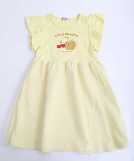 Image_Vestido Infantil Frutas Tule Babado Marisa Tam 1 a 3 Amarelo