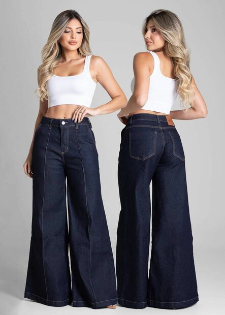 Calça Jeans Sawary Super Wide Leg Petit - 282628