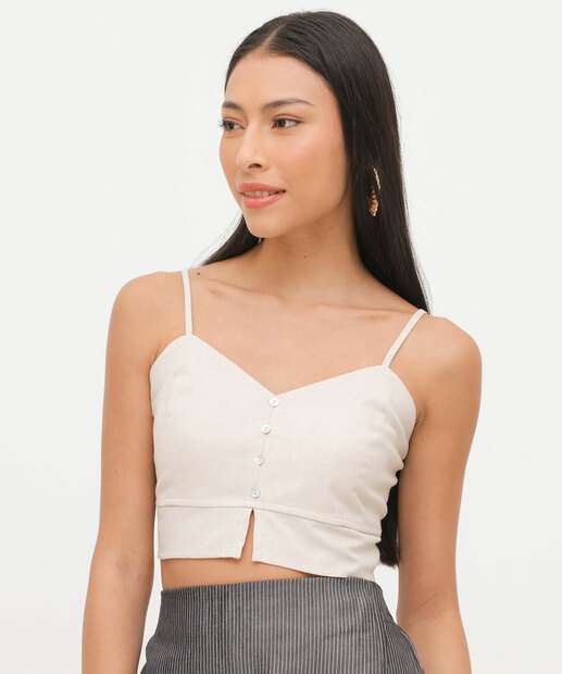 Image_Blusa Cropped Feminina Linho Alças Finas Marisa 