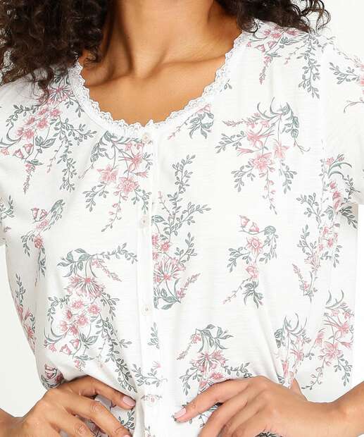 Pijama Feminino Estampa Floral Manga Curta Marisa