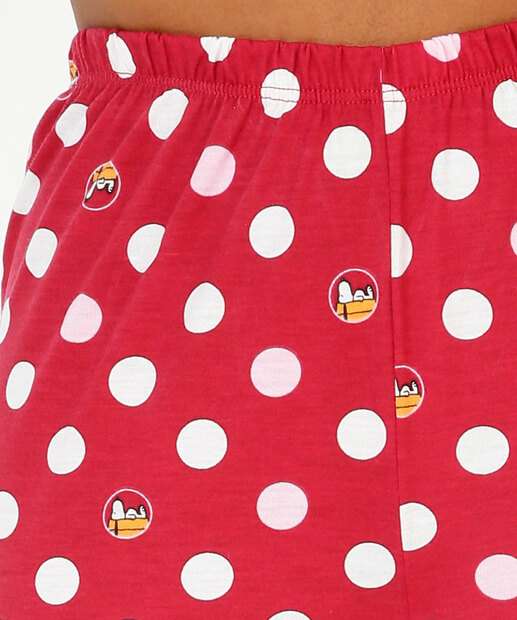 Pijama Americano Feminino Poá Manga Longa Snoopy