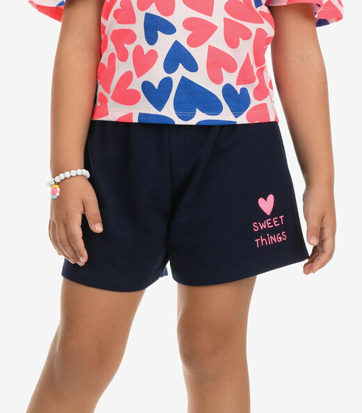 Conjunto Blusa com Shorts Meia Malha Rovi Kids Rosa