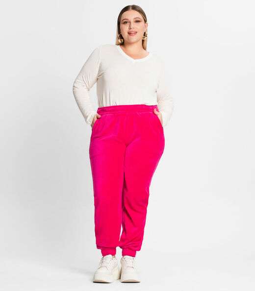 Image_Calça Feminina Plus Size Em Plush Secret Glam Rosa