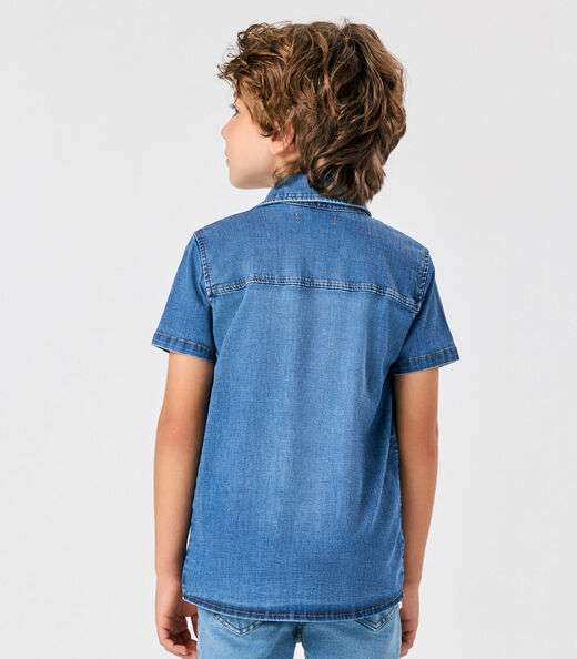 Camisa Jeans Infantil Trick Nick Azul