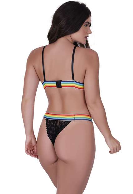 Conjunto Renda Arco Íris Concept Lingerie Preto