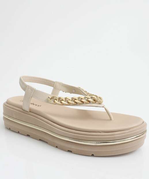 Image_Sandália Feminina Flatform Corrente Bebecê Bege