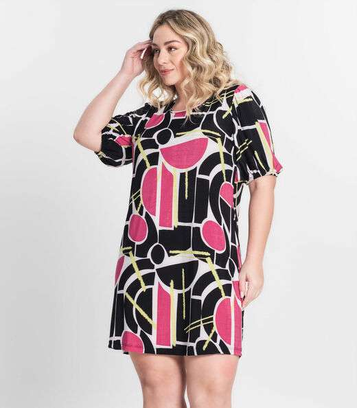 Vestido Malha Fria Plus Infinita Cor Preto