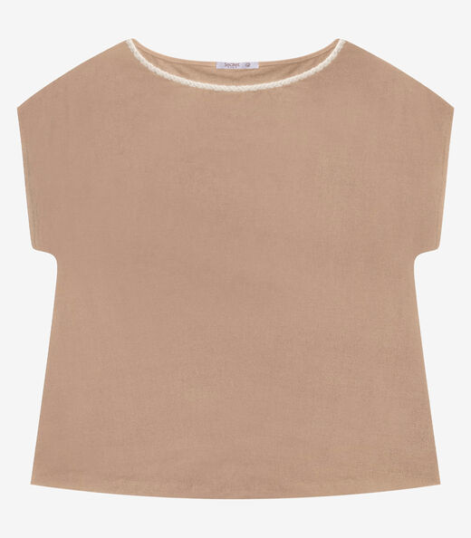 Blusa Manga Curta Feminina Plus Size Secret Glam Marrom