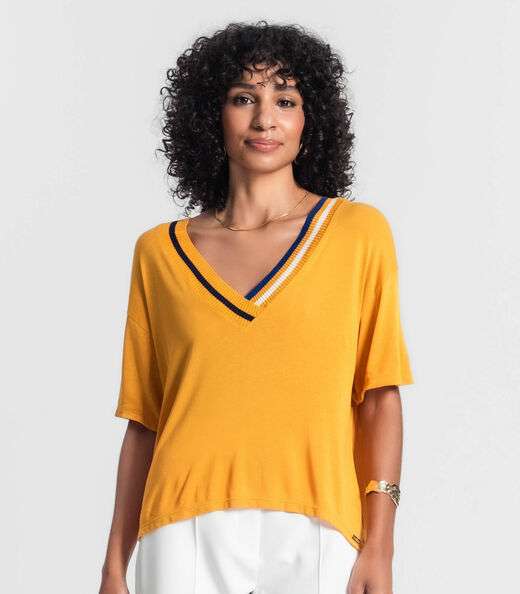 Blusa Feminina Em Visco Tricot Rovitex Amarelo
