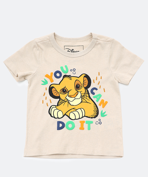 Camiseta Infantil Estampa Cachorro Marisa Tam 1 a 3 Bege