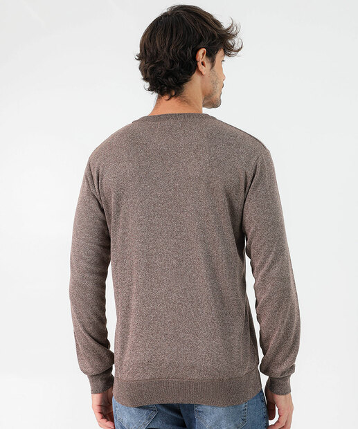 Suéter Masculino Tricô Mescla Marisa Marrom