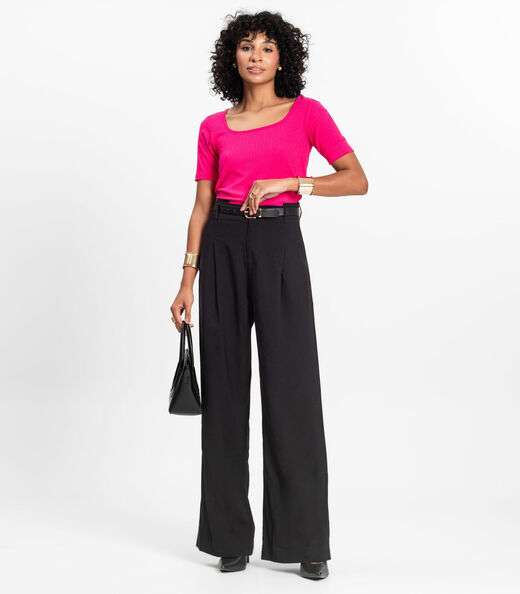 Blusa em Ribana Canelada Rovitex Rosa