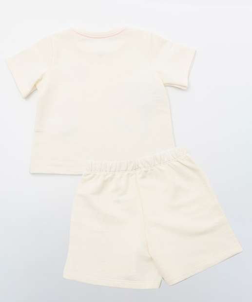 Conjunto Infantil Estampa Flores Marisa Tam 4 a 10 Off White 