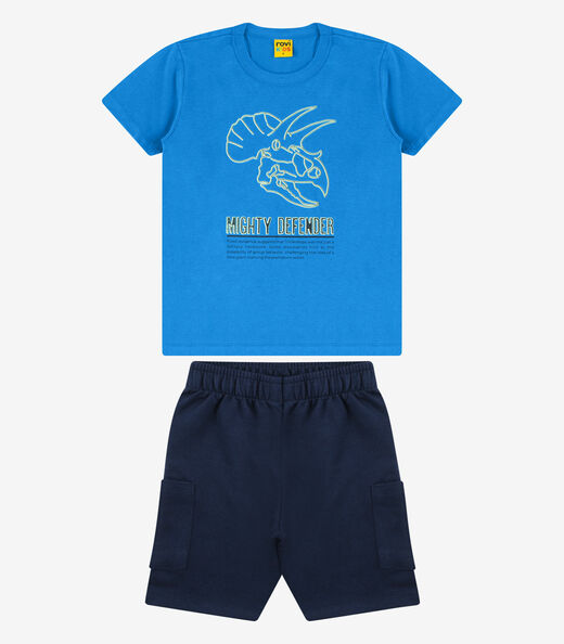 Conjunto Camiseta com Bermuda Menino Rovi Kids Azul