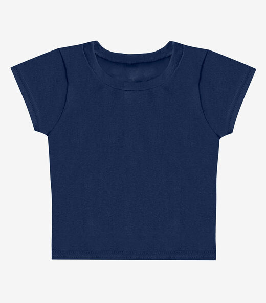 Blusa Básica Infantil Manga Curta Lisa Soletex Azul