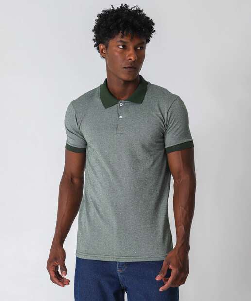 Image_Polo Masculina Textura Manga Curta