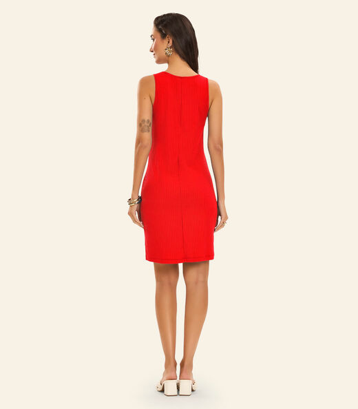 Vestido Curto Em Ribana Canelada Rovitex Laranja