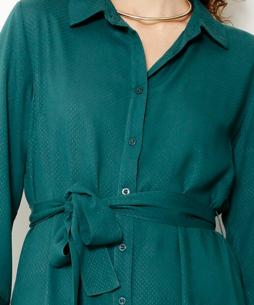 Vestido Midi Feminino Chemise Manga 7/8 Marisa