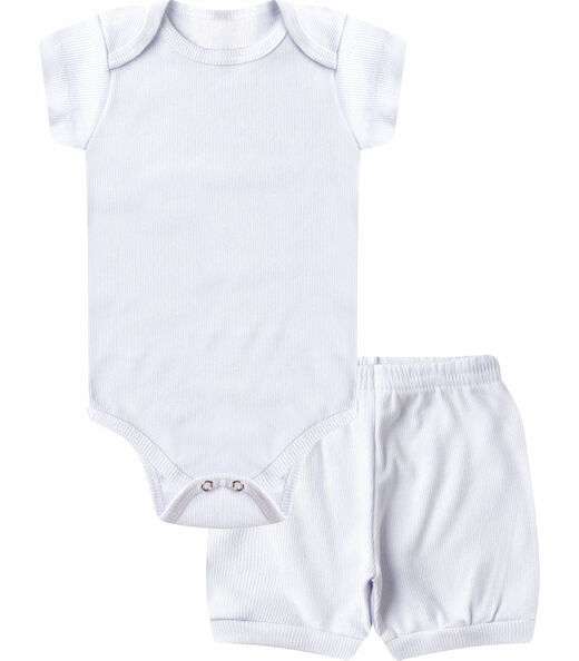 Image_Kit Body Bebê Curto Canelado 2 Peças Select Branco