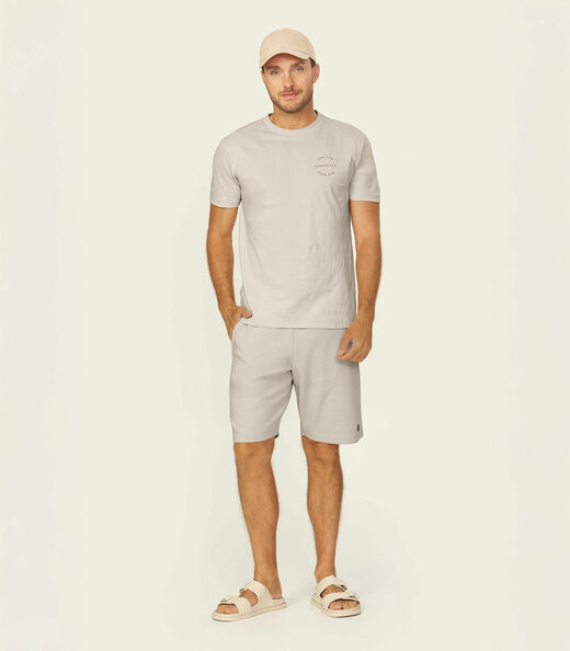 Camiseta Masculina Meia Malha Maquinetada Diametro Bege