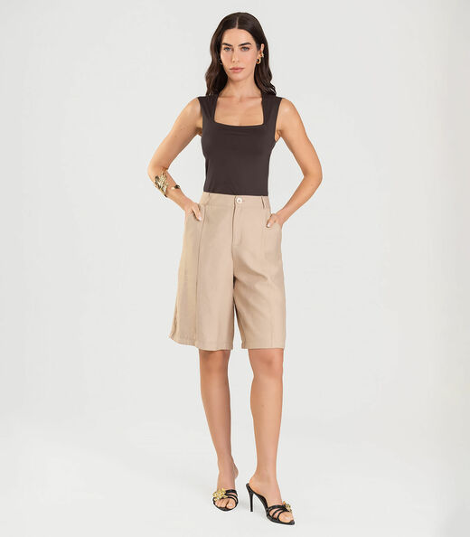 Blusa Feminina Com Decote Quadrado Dianna Marrom