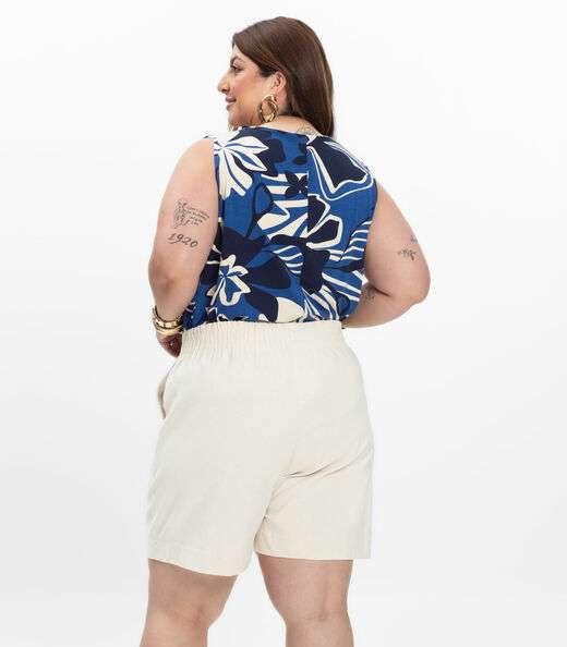 Bermuda Feminina Plus Size Secret Glam Bege