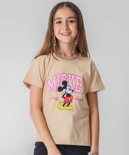 Image_Camiseta Juvenil Mickey Disney Tam 06 a 14 Bege