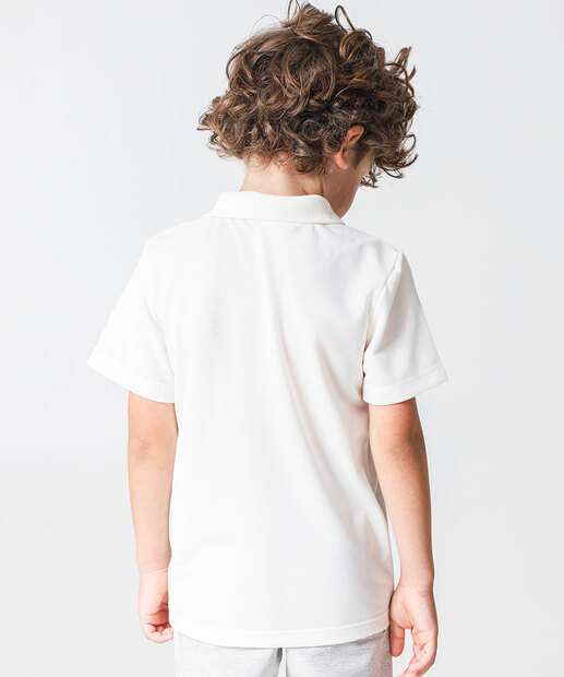 Polo Infantil Manga Curta MR Tam 4 a 10 Off White