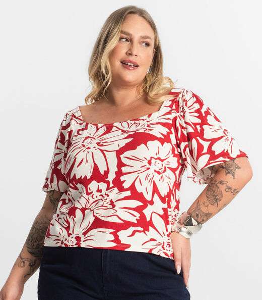 Blusa Feminina Manga Ampla Secret Glam Vermelho