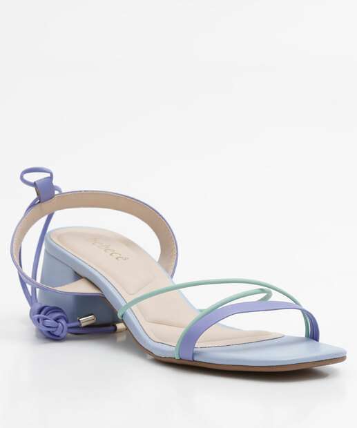 Sandália Salto Grosso Feminina Tiras Amarração Bebecê